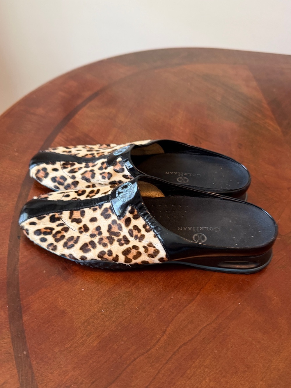 Cole Haan x Nike Air Leopard Print Calf Hair Mules Size 7 Women’s Slip on Shoes